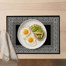 2/4/6/8pcs Elegant Minimalist Geometric Print Rectangular Placemats, Suitable For Home, Restaurant, Holiday Celebration, Banquet Table Decor - Multicolor - View 2
