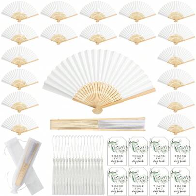 1/3/5 piezas Abanicos de papel en blanco, hechos a mano DIY, para boda, fiesta, pintura, práctica de caligrafía, abanicos plegables lisos, se pueden escribir o pintar