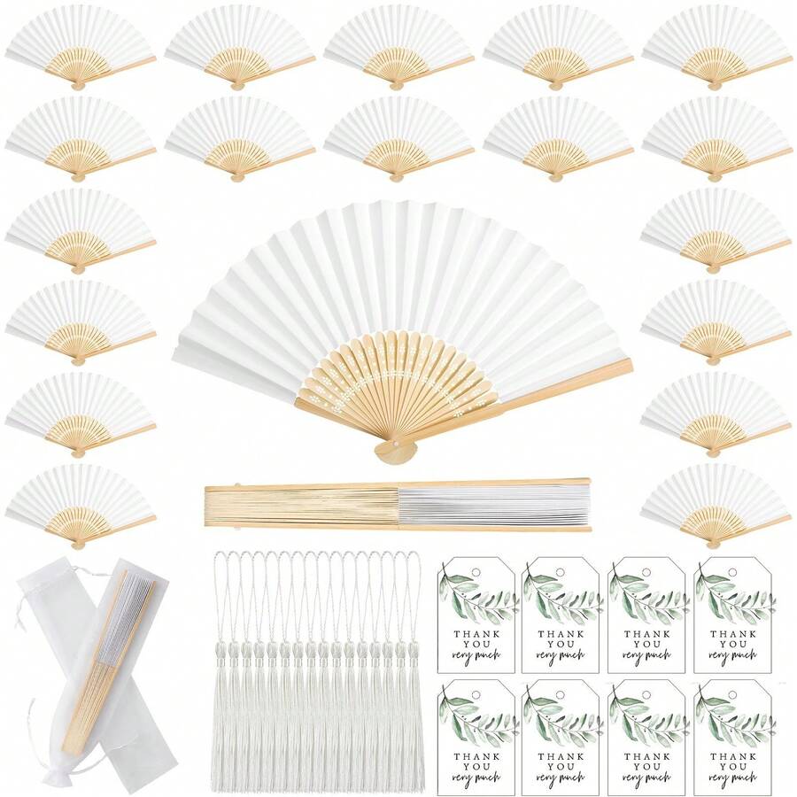 1/3/5片装空白纸折扇，手工DIY，适用于婚礼、绘画、书法练习，素面折扇，可书写或绘画。 - 彩色 - 查看 1