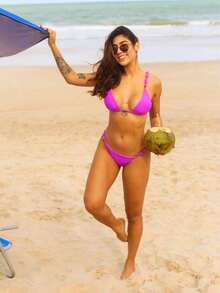 Triangle Bikini Top With Removable Padding And Lined Straps - Style And Comfort In Just The Right Measure. - 紫丁香色 - 查看 3