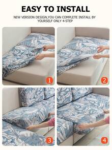 1 chiếc vỏ đệm sofa co giãn bằng lụa sữa họa tiết cây nhiệt đới, vỏ đệm sofa hình chữ L, vỏ đệm tựa lưng sofa độc lập, tấm bảo vệ nội thất, vỏ đệm sofa co giãn - Màu xanh nhạt - Xem 8