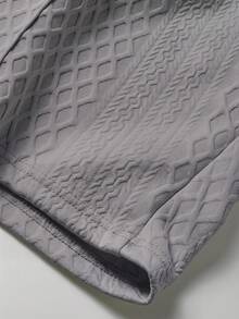 Men's Cool Daily Commute Home Casual Polyester Fabric Solid Color Versatile Sports Breathable Diamond Pattern Set - Grey - View 3