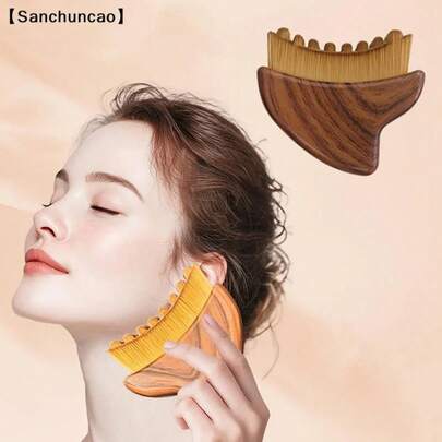 Portable Lymphatic Gua Sha Facial Brush, Chin Depuffing, Facial Sculpting Tool, Multi-Functional Lymphatic Detox Facial Brush