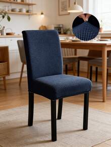 Bộ 4 chiếc bọc ghế cỡ L họa tiết caro, bọc ghế dày dặn, co giãn toàn bộ, phù hợp cho mọi mùa, thoải mái và mềm mại, chống bám bẩn và trầy xước, thích hợp cho ghế khách sạn, nhà hàng, phòng tiệc và văn phòng. - Màu xanh hải quân - Xem 9