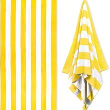 1pc Oversized 29x58 Inch Stripe Beach Towel  Extra Large Accessories Essentials Soft Super Absorbent Pool Travel Bath Swim Camping Towels Bulk Men Women Adults Gift - Màu vàng lớn - Xem 1