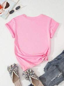 Plus Size T-Shirt With "Kindness Is Free" Print - Blue - View 2