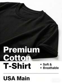 1pc Men'S Cotton Crew Neck-Shirt With Stars And Stripes We People Print, Casual All-Season Short Sleeve Tee With Slight Stretch, Regular Fit Applique DetailSuitable Both Men And Wo - Đen 6 - Xem 5