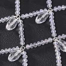 Tocado nupcial de cristal en forma de lágrima con malla brillante, elegante cadena de cabeza con rhinestones para bodas, concursos de belleza y eventos formales - Plateado - Ver 8