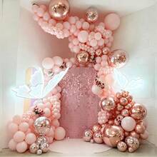 56pcs/27pcs Set 10inch/12inch Soft Pink, Metallic Rose Gold, Rose Gold Foil Sequin Balloons, Latex Balloon Arch Set, Suitable For Wedding Decoration, Birthday Decoration, Baptism, Anniversary, Bachelorette Party, Party Supplies - Multicolor - View 3