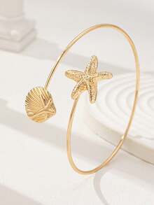 1 buah Gelang Bangle Terbuka Garis Geometris Minimalis Wanita, Warna Emas untuk Pemakaian Sehari-hari, Perhiasan, Aksesoris - Emas - View 2