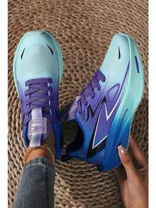 Breathable Mesh Couple Running Shoes, Women's Thick Sole Lightweight Casual Sneakers, Comfortable Soft Walking Shoes, Non-Slip Durable Outdoor Fitness Shoes, Size 35-45 Unisex, Suitable For Daily Commute - Blue - View 4
