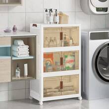 60cm Collapsible Storage Bins With Lids, Folding Storage Box For Home, Kitchen And Office, Stackable Closet Organizer With Wheels, With Doors Cube Storage Containers - 60cm/3 Layers (extra Wide) - View 9