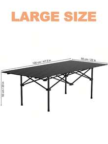 Outdoor Folding Table, Portable Camping Side Table, Patio Table With Snap-Together Design, Roll Up Rrill Table - Seats 4 & Carry Bag & Steel Frame Included, Camping Gear  For Camping, Picnic, Backyards, BBQ, Outdoor Cooking, Boat, Travel, Beach Stuff - Black - View 12
