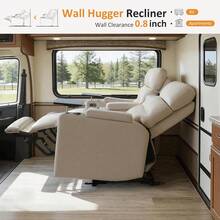 MCombo Sofá Reclinable Eléctrico de Gran Tamaño de 73" con Consola y Enchufes para Espacios Pequeños, Sofá Loveseat para RV con Almacenamiento en el Apoyabrazos, Puertos USB y Tipo C, 360 °   Mesa con Bandeja Giratoria RV02M2 - Gris Claro - Ver 11
