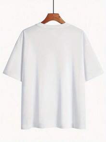 Soft And New Short-Sleeved T-Shirt For Summer, Casual, Simple, With English Print, Round Neck, Short Sleeve, White, Elegant And Versatile, Suitable For Everyday Wear, 100% Cotton. - 白色 - 查看 4