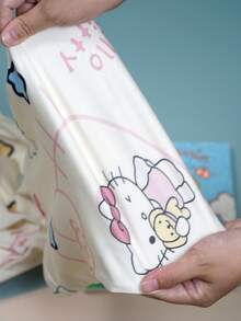 Quần lót mặc nhà mùa xuân/hè thu Sanrio bằng lụa sữa, quần mặc nhà nữ in hình Hello Kitty, quần ngủ mặc nhà thời trang in hình hoạt hình KT dễ thương. - Màu be - Xem 7