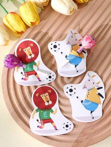 Cartoon Animal Soccer Lollipop Holders, Multiple Animal Athlete Designs, Vibrant And Playful Style. Made Of Thick Cardboard, Can Easily Hold Lollipops, Suitable For Soccer Themed Parties, Game Gatherings, Events, Adding Fun Sports Atmosphere To Candies, Practical Accessory For Decorating Party Themes And Creating Ambiance - View 10