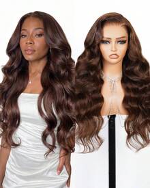 ARABELLA Tóc giả 13x6 không keo HD Lace Front màu nâu đậm sóng body 100% tóc thật, nhổ sẵn đường chân tóc tự nhiên, cắt sẵn, tẩy nút tóc, mật độ 180%/200%, dài 18-30 inch, dễ dùng cho người mới bắt đầu, dành cho nữ dùng hàng ngày - S4 - Xem 3