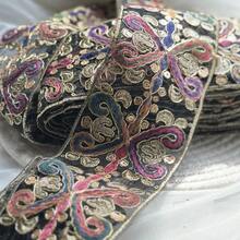 Long 1yard/2yards/Intage Boho Gold Thread Embroidery Lace Trim, Multicolor Traditional Pattern Mesh Lace For Bridal Gown, Costume, DIY Craft Supplies, Sold By Yard - Color - View 7