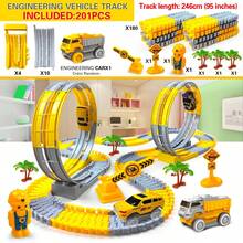 Coche de juguete de pista Flexible mágico eléctrico para niños, coche de ingeniería, juguetes educativos para niños, tren, juguetes para niños, regalo de cumpleaños - 2 coches-GC - Ver 7