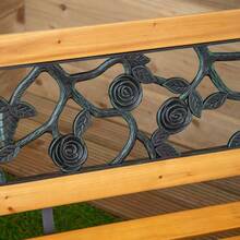 2 Seater Outdoor Wooden & Cast Iron Garden Bench With Rose Design - SA-bENCH5 - View 4