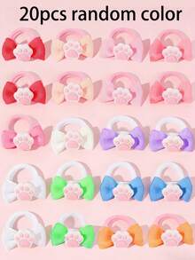 4/10pcs Pet Cat Paw & Bow Hair Ties, Small Dog Hair Accessories, Cat Hair Clips - Multicolor - View 12