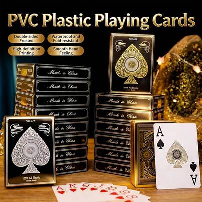 Golden Yellow Luxury PVC Plastic Playing Cards Waterproof Fold-Resistant Double-Sided Frosted Poker For Game Night