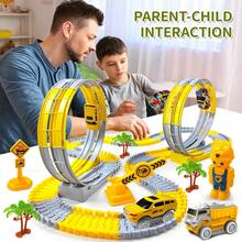 Coche de juguete de pista Flexible mágico eléctrico para niños, coche de ingeniería, juguetes educativos para niños, tren, juguetes para niños, regalo de cumpleaños - 2 coches-GC - Ver 1