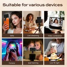 AXNEN Mini RGB Fill Light With Clip, Rechargeable Phone LED Selfie Light, Computer Video Conference Lighting, Portable Travel Selfie & Party Recording Light - Multicolor - View 8
