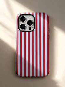 1pc Minimalist Artistic Colorful Striped Pattern Glossy 2-In-1 Phile Shell Full Coverage Hard Phone Case Compatible With Samsung/ 11/12/13/14/15/16/17 Pro Max - Multicolor - View 3