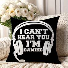 1pc Game Controller Style Throw Pillow Cover, Soft Plush Plush Square Cushion Cover For Gamers, Hidden Zipper, Comfortable And Soft, For Gaming Room, Sofa, Car, Bedroom, Party Decor, 45X45cm, Cover Only, Single-Sided Pattern - Black - View 3