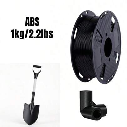 1kg/2,2 libras Carrete de filamento de impresora 3D ABS de 1,75 mm, negro, recarga de consumibles de impresión, talla grande resistente al calor, resistente y duradero