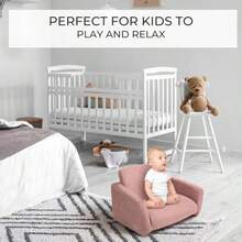 ZICOTO Cómoda silla para niños pequeños Elegante tumbona 2 en 1 hecha de espuma viscoelástica que se despliega fácilmente en un suave sofá de bebé para tomar una siesta moderno sofá plegable para - Rosado - Ver 5