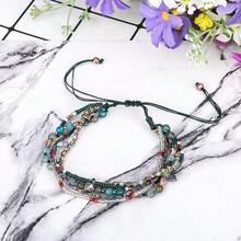 Handmade Adjustable Wrap Bracelet Bohemian String Braided Beads Anklets Gifts For Women - Green - View 7