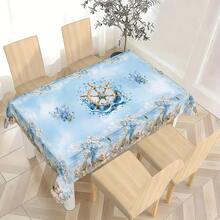 2D Flat, 1PC Polyester Material, Rectangular + Round Version, Fresh Ocean Style Rudder Blue Flower Printed Tablecloth, Suitable For Indoor And Outdoor Use, Suitable For Home Dining Tables, Living Room Coffee Tables, B&B Soft Furnishings, And Also Suitable For Outdoor Picnics And Terrace Layouts. It Is Stain-Resistant And Easy To Care For, Creating A Refreshing And Healing Vacation Atmosphere. Available In Multiple Sizes - Multicolor - View 9