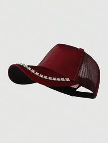 1pc Y2K Style Rhinestone Embellished Retro Baseball Cap, Unisex Adjustable Classic Low Profile Solid Color Hat, Suitable For Outdoor, Golf, Summer, Casual Wear, Perfect Gift - Baseball Cap - View 16