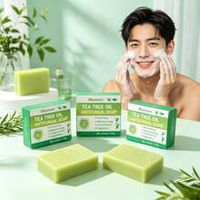 Jabón de aceite esencial de árbol de té - Jabón facial de limpieza profunda para hombres y mujeres, jabón de limpieza y baño - Jabón de árbol de té-3 - Ver 9