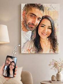 1 pieza Impresión de lienzo personalizable de foto familiar, Arte de lienzo familiar personalizado, Foto de lienzo personalizada - Multicolor - Ver 4