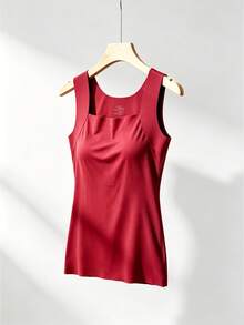 3pcs Women's Seamless Tank Top With Built-In Bra - Spring & Summer Slim-Fit Lifting, Skin-Friendly Base Layer, Sleeveless Wide Straps, Solid Wine Red/Dark Grey/Dusty Pink) , Smooth Washable Fabric, All-Season & Spring-Summer Daily Layering - Nhiều màu 1 - Xem 4