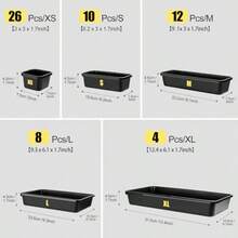 60PCS Tool Box Organizer Tray Divider More Large Sizes-5 Sizes De Drawer Organizers Garage Tool Organizer And Storage Black Plastic Tray Organizer Bins For Home Office Supplies And Tools - Black - View 2