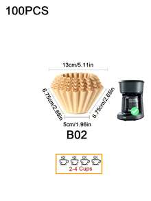 50/100片波浪咖啡濾紙，未漂白籃式咖啡濾紙，加厚天然咖啡濾紙籃，適用於單杯咖啡機和咖啡壺，適合1-2杯、2-4杯，家用、咖啡店、商業用途（白色、棕色） - 彩色 - 查看 15