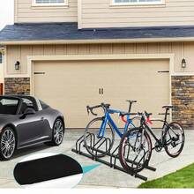 Robuster 4-Steckplatz-Parkständer, große Halterung aus schwarzem Stahl, stabiler, platzsparender Bodenorganizer für die Garage im Innen- und Außenbereich (100 x 32,5 x 26 cm) - Schwarz - Übersicht 4