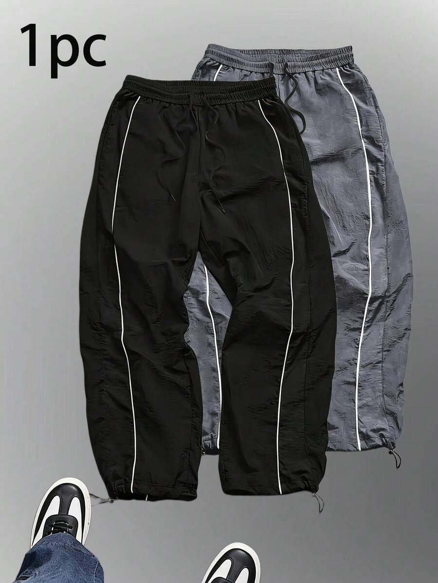 Men's Sports Long Pants, Spring Autumn Summer Jogging Pants, Side Pockets, Drawstring Waist, Suitable For Outdoor Sports, Running, Fitness, Daily Casual Wear - Black - View 1