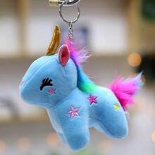 Pequeño unicornio de peluche, adorable llavero con colgante de unicornio de peluche, bolso de Animal relleno suave, bonito accesorio para bolsa de regalo de graduación - Blanco - Ver 4