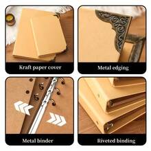30 Sheets/60 Pages DIY Scrapbook Album - Handmade Vintage Kraft Paper Notebook, Personalized Growth Memory Book For Graduation, Wedding, Anniversary, Perfect Gift For Valentine's Day, Mother's Day, Easter, Thanksgiving, Christmas - Rectangular Paper Memo Album With Stickers - 1PC - View 4
