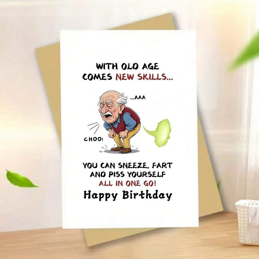 男士趣味生日贺卡 - 红黑配色,附信封 | 送给爷爷、朋友或庆祝50岁生日的理想之选 | 略带幽默,适合爱笑的男士 - 均碼 - 查看 1