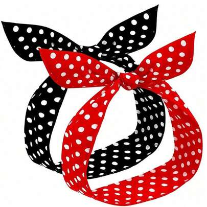 1pc Cute Straight Headband, Polka Dot Rabbit Ear Headband, Styling Headband, Decorative Headband, Bathroom Hair Tie, Party Decorative Headband, Hair Accessories, Headwear