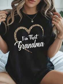Camisetas de Abuela para Mujer, Soy Esa Abuela, 1 Pieza, 220g, Camiseta de Talla Grande para Mujer, Divertida, con Estampado Gráfico, Manga Corta, Novedosa, 100% Poliéster, Camiseta Casual de Cuello Redondo - Negro - Ver 1