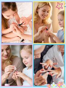 EBANKU 24pcs Kids Wearable Nails, Colorful Starfish Pattern Short Artificial Fake Nails, Suitable For Girls - Multicolor - View 4