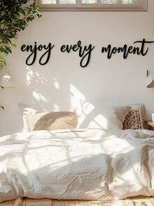 Suitable For All Seasons Gift: "Enjoy Every Moment" Metal Wall Hanging Decor, Happy Phrase Travel Themed Wall Art Suitable For Bedroom, Living Room, Kitchen, Bathroom, Black. Carved Metal Wall Art - Perfect Choice For Home And Office Decor, Ideal Room Decoration - Black - View 6
